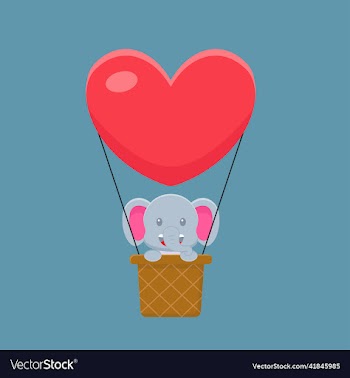 cute elephant hot air balloon cartoon