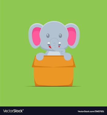 cute elephant playing box cartoon