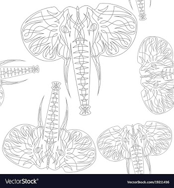 Cute elephants seamless pattern background vector image