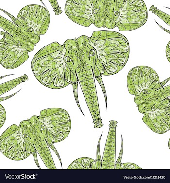 Cute elephants seamless pattern background vector image
