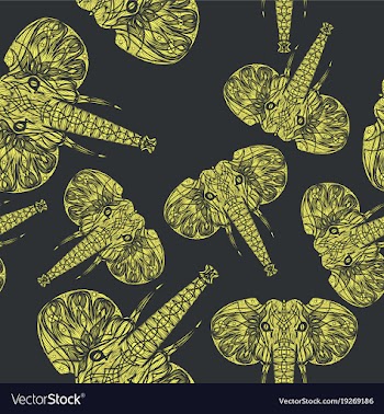 Cute elephants seamless pattern background vector image