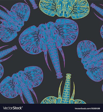 Cute elephants seamless pattern background vector image