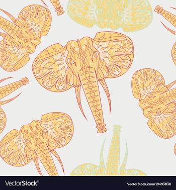 Cute elephants seamless pattern background vector image
