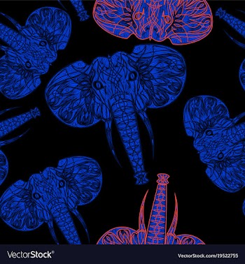 Cute elephants seamless pattern background vector image