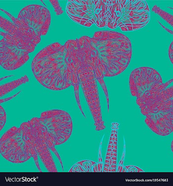 Cute elephants seamless pattern background vector image