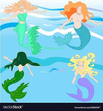 Cute fairy tale mermaid set vector image