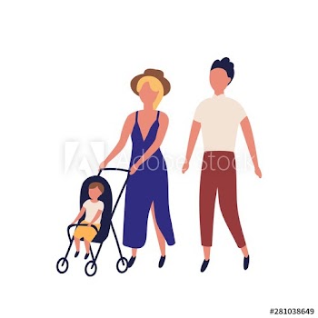Cute family walking together