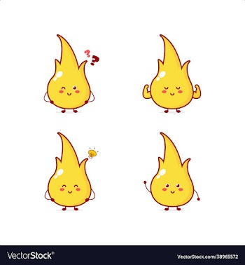 cute fire character smile happy masco