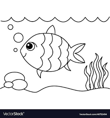 cute fish cartoon coloring page for kids
