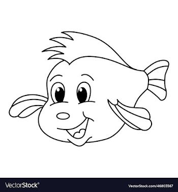 cute fish cartoon coloring page for kids