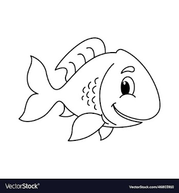 cute fish cartoon coloring page for kids