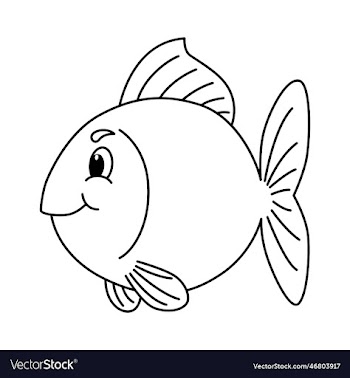 cute fish cartoon coloring page for kids