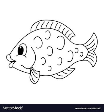 cute fish cartoon coloring page for kids