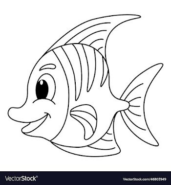 cute fish cartoon coloring page for kids