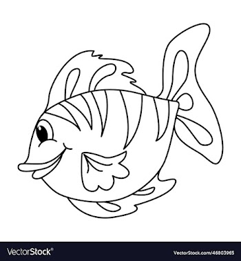 cute fish cartoon coloring page for kids