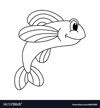 cute fish cartoon coloring page for kids