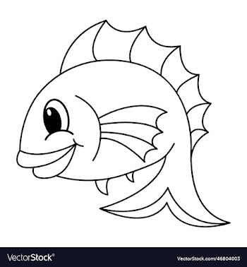 cute fish cartoon coloring page for kids