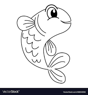 cute fish cartoon coloring page for kids