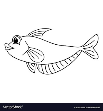 cute fish cartoon coloring page for kids