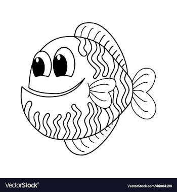 cute fish cartoon coloring page for kids