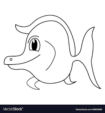 cute fish cartoon coloring page for kids