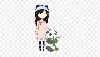 Cute Fish Tattoo Design - Girl With Panda Cartoon