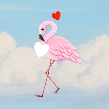Cute flamingo background, blue sky | Free Photo Illustration - rawpixel