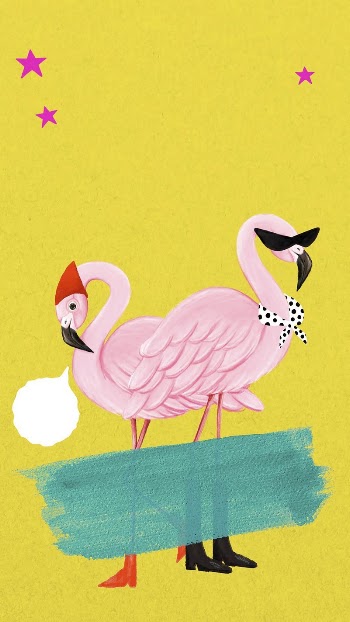 Cute flamingoes mobile wallpaper, yellow | Free Photo Illustration - rawpixel