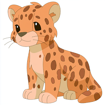 Cute Flat Vector Icon of a Jaguar