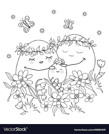 cute floral of a family of easter eggs
