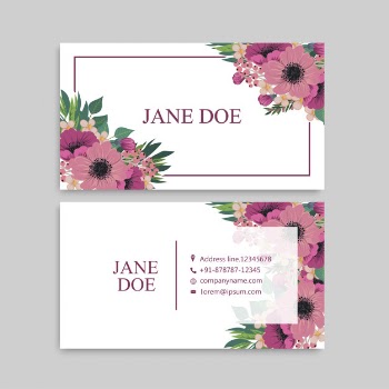 Cute floral pattern business card name card design template Free Vector