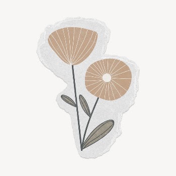 Cute flower collage element, doodle | Free PSD - rawpixel