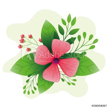 cute flower pink color with leafs design
