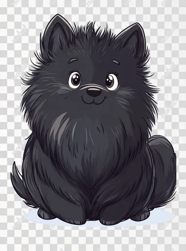 Cute Fluffy Black Dog in Charming Isolation Cute Fluffy Black Dog in Charming Isolation