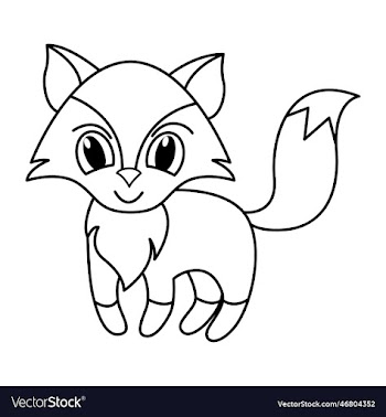 cute fox cartoon coloring page for kids