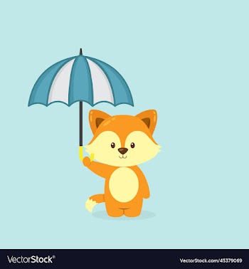 cute fox holding umbrella