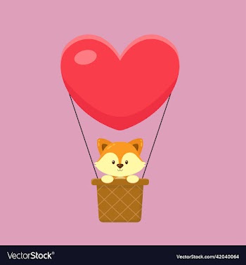 cute fox hot air balloon cartoon