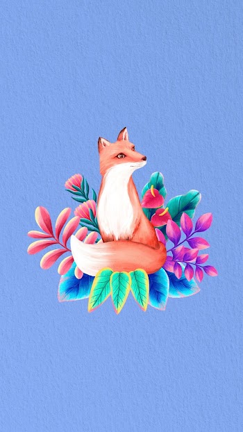 Cute fox mobile wallpaper, blue | Free Photo Illustration - rawpixel