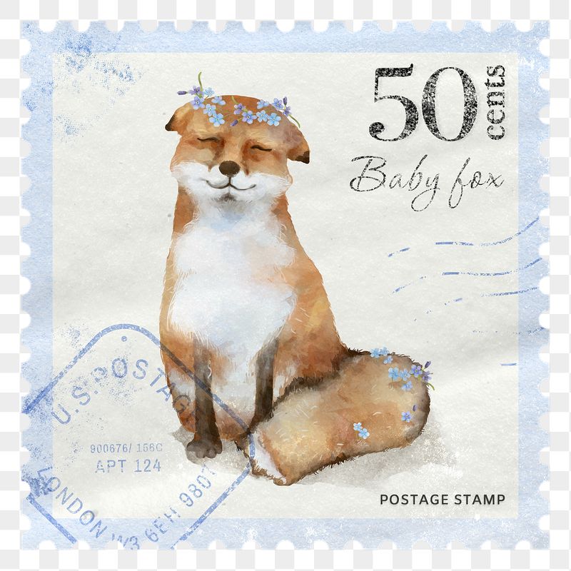 Cute fox png post stamp | Free PNG - rawpixel