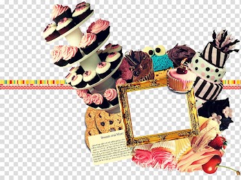 Cute Frames, cupcake and cakes transparent background PNG clipart