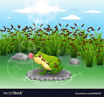 Cute frog beautiful scenery iilustration vector image