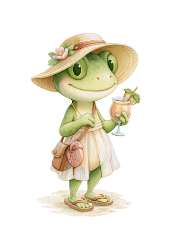 Cute Frog Enjoying a Tropical Holiday