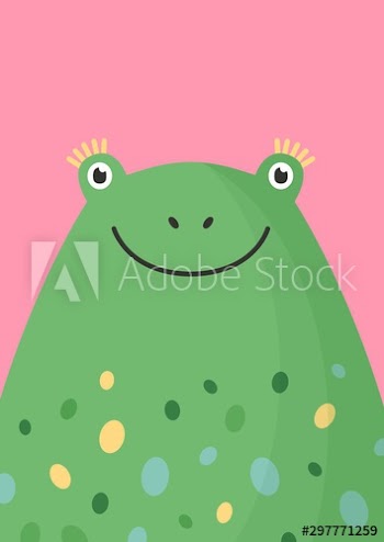 Cute frog head flat vector illustration