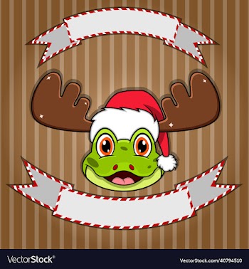 cute frog head with christmas hat blank label