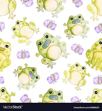 cute frogs with butterflies seamless pattern