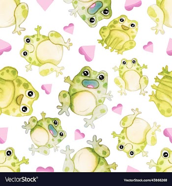 cute frogs with hearts seamless pattern