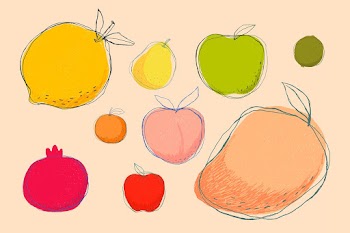 Cute fruit logo psd hand drawn collection
