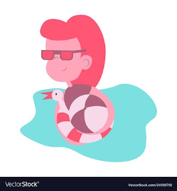 Cute funny girl in a rubber swimming cap is vector image