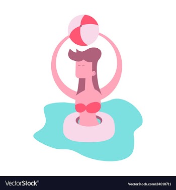 Cute funny girl in a rubber swimming cap is vector image