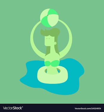 Cute funny girl in a rubber swimming cap is vector image